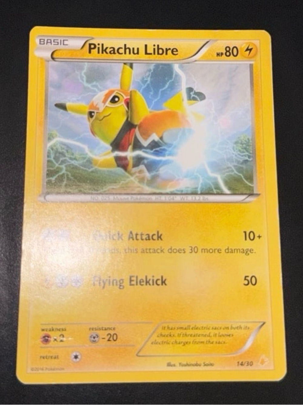 Pikachu Libre XY Trainer kit 14/30 Rare year 2016 Reverse art non-Holofoil MP